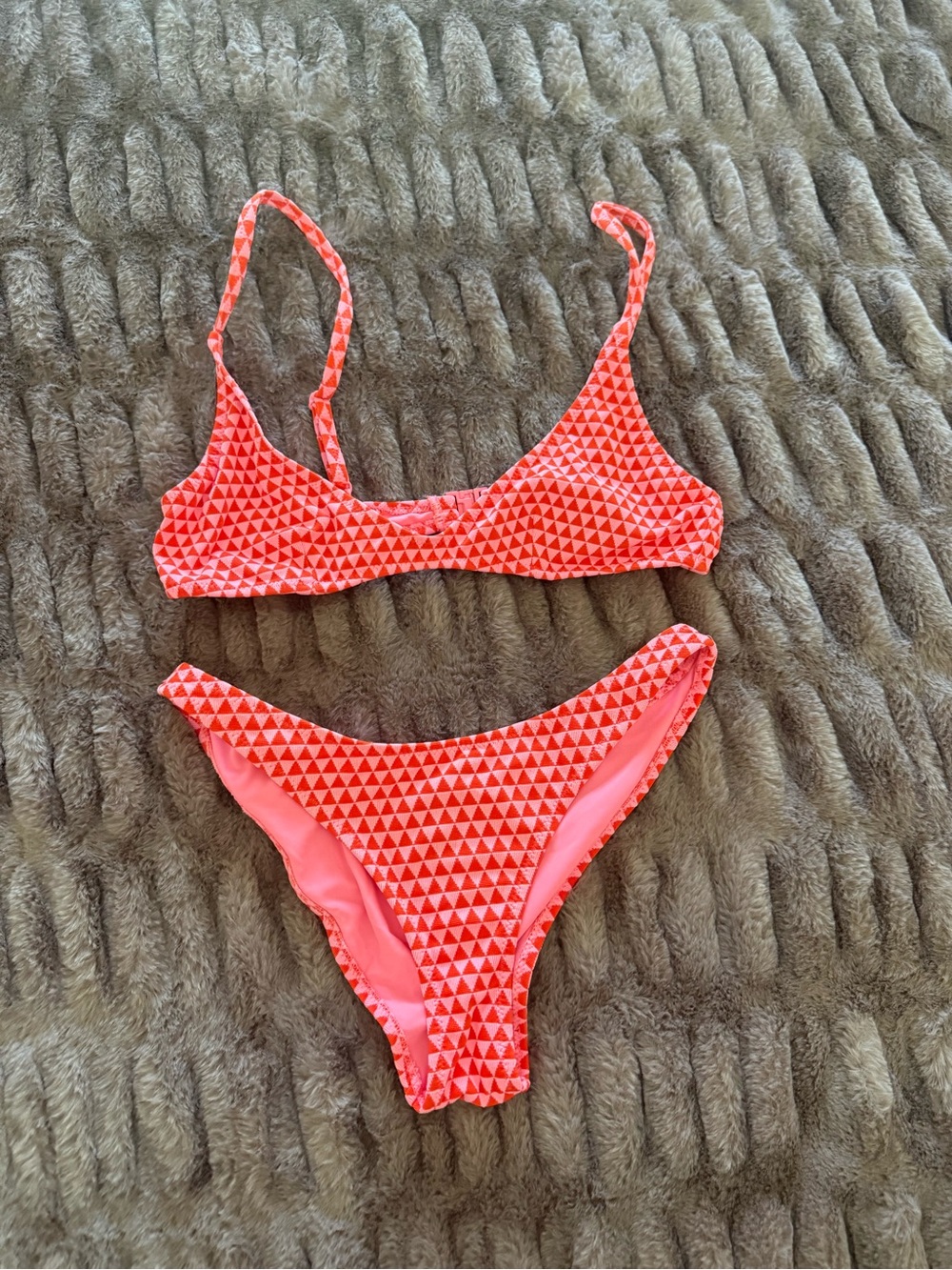 triangl swimwear Coral Pink Triangle-Print Bikini Set